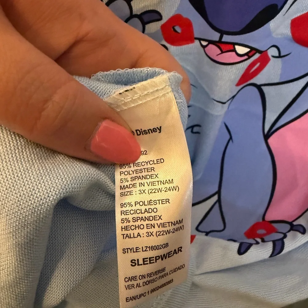 Disney Stitch Women's Light Blue 'Be Mine' Nightshirt with Red Trim - Picture 10 of 11